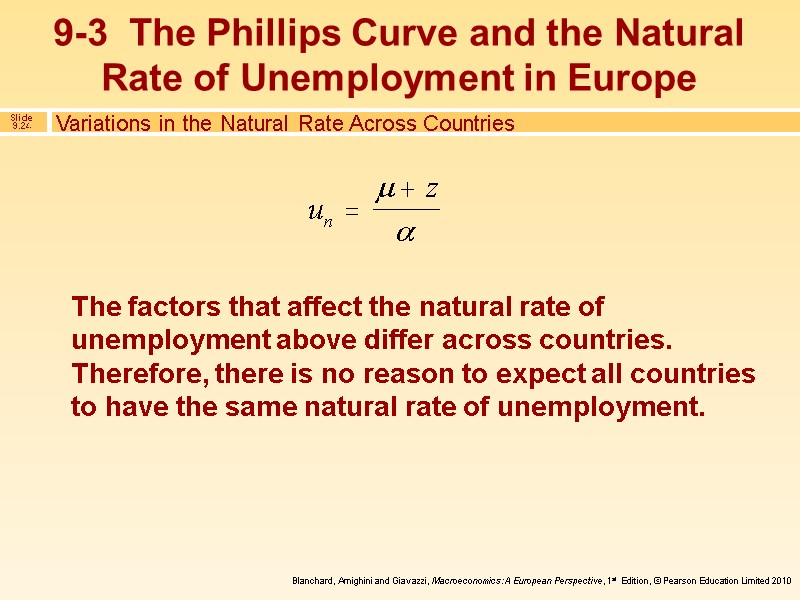 The factors that affect the natural rate of unemployment above differ across countries. 